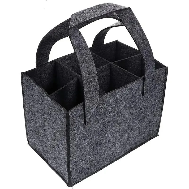 1Pc Eco Friendly Felt Wine Beer Storage Bag With 6