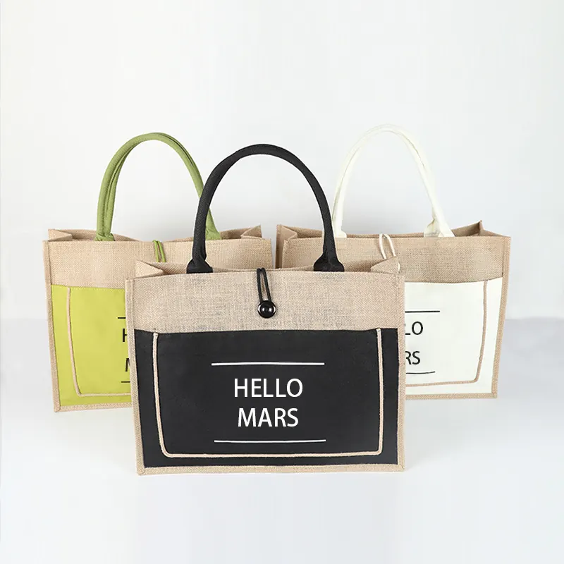 Cotton And Linen Handbag Yellow Jute Bag Women Bag Linen