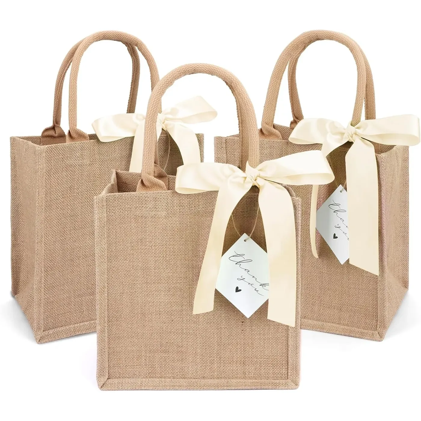 Customizable Eco Friendly Burlap Tote Bags Handles Reusable Small Jute