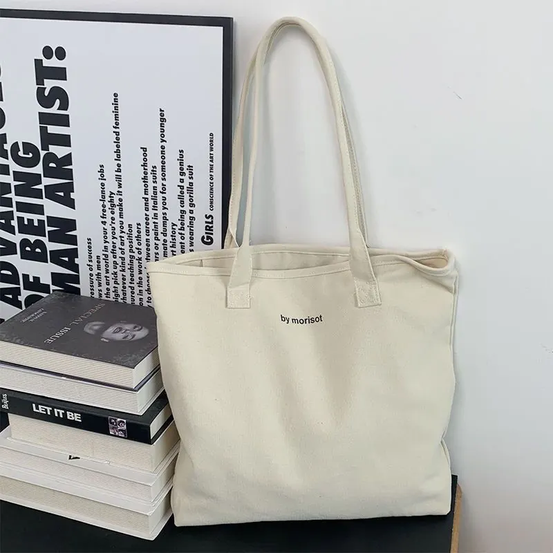 Customized Canvas Strap Hand Held Digital Printed Wide Mouth Tote