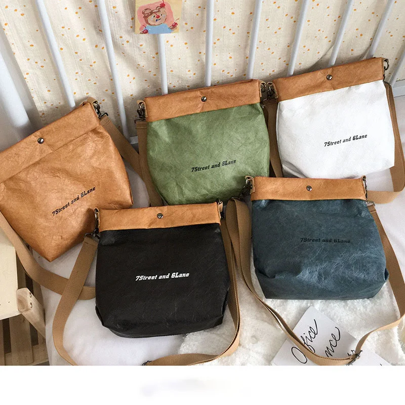 Dupont Paper Bag Customized Single Shoulder Washable Adjustable Crossbody Retro