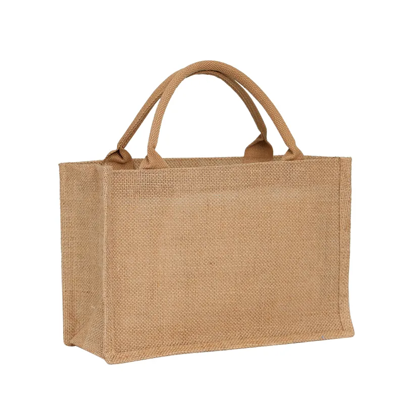 Eco Friendly Jute Tote Shopping Bags Customized Color Logo Shoulder
