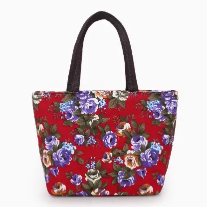 Fashion Casual Mommy Handbag Rose Print Stylish Elderly Travel Compact
