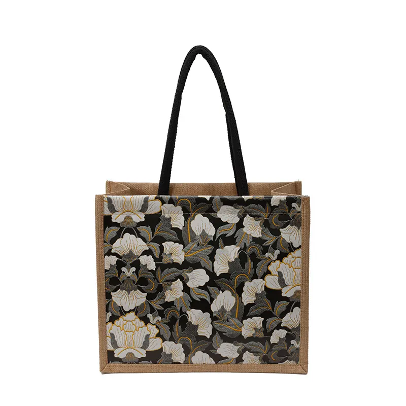 Fashion Design Foldable Customizable Color Large Capacity Jute Tote Bag