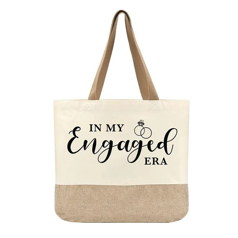Geometric Pattern Large Canvas Tote Bag For Bride To Be