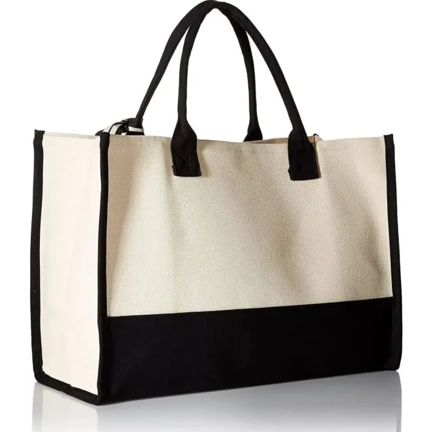 Hand Held Canvas Tote Bag Custom Logo Large Capacity Shopping