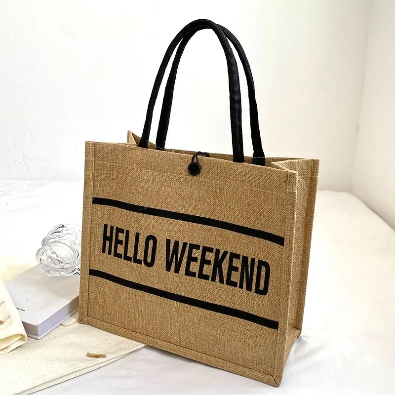 Jute Custom Logo Hand Held Open Closure Waterproof