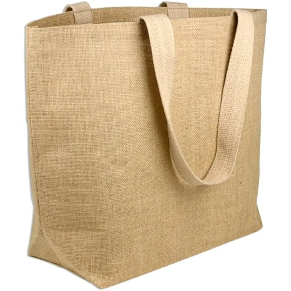 Large Reusable Jute Tote Bags Burlap Totes With Cotton Handles