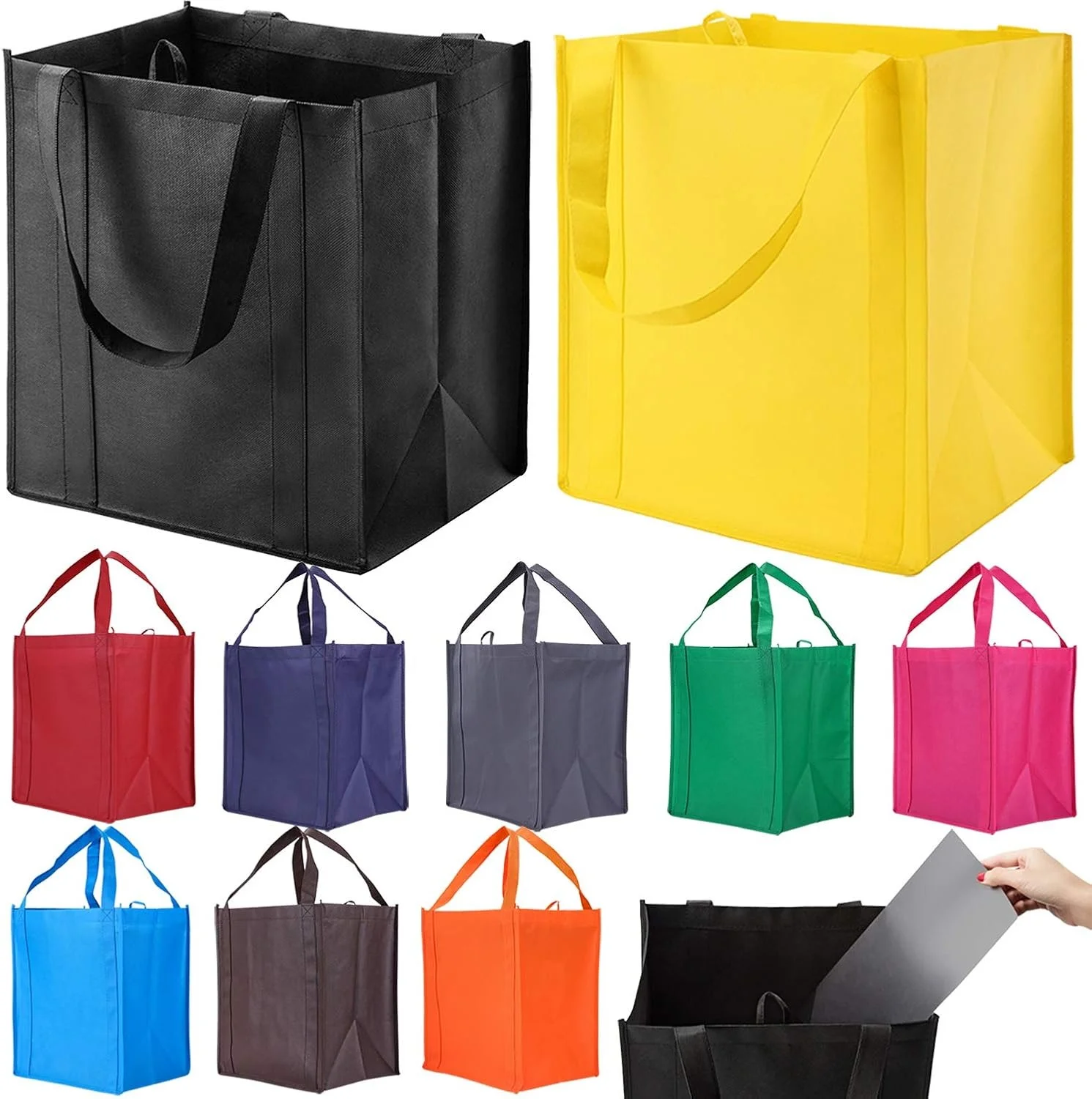 Reusable Reinforced Non Woven Folding Handle Heavy Duty Large Grocery