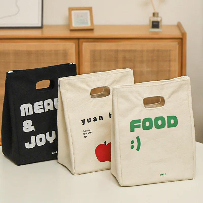 Thick Canvas Lunch Bag Large Capacity Oil Proof Easy To