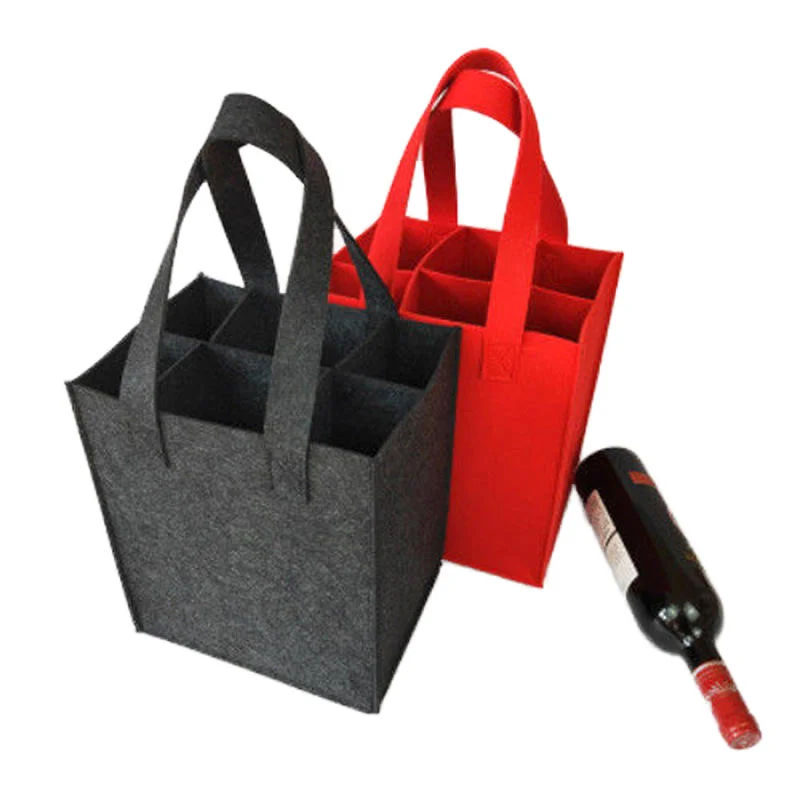 Washable Thicken Reusable Fashion Felt Shoulder Strap Large Handled Wine