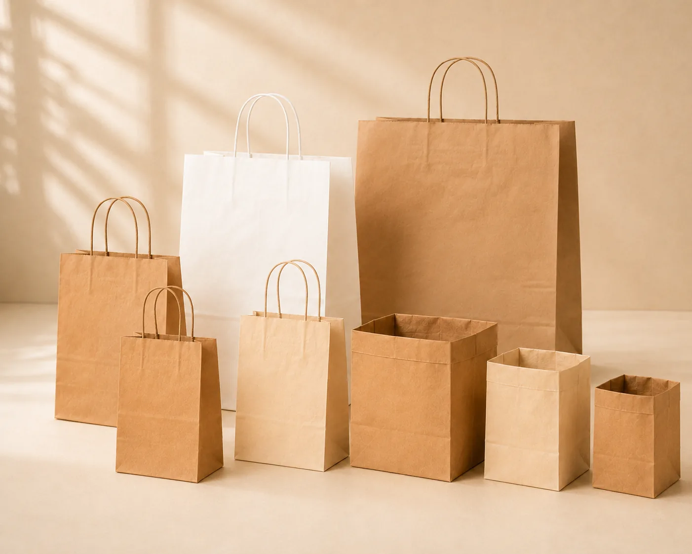 Kraft paper bags in assorted sizes