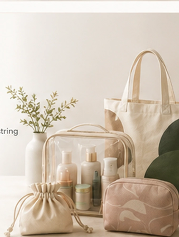 Cosmetic pouches and drawstring beauty bags