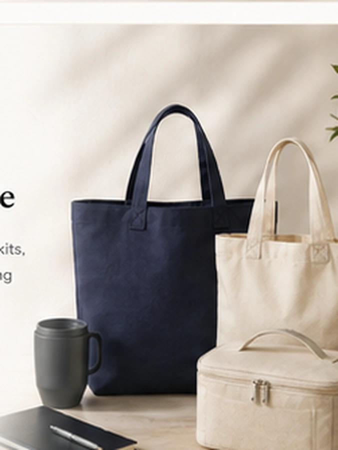 Branded corporate tote and lunch bag