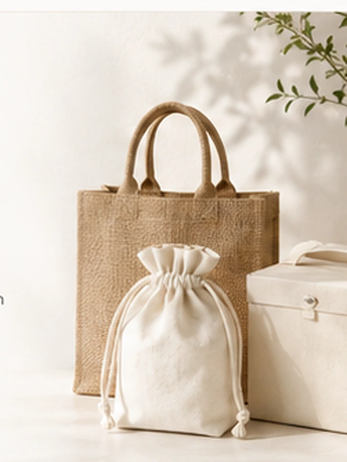 Fabric gift bags and jute packaging